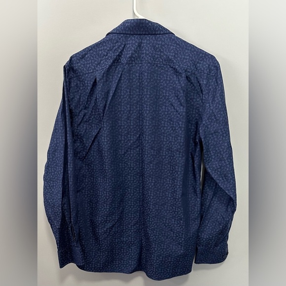 ✨ Tommy Hilfiger Men’s Button-Up Long Sleeve Shirt – Blue & White Dotted Floral✨ - Picture 10 of 12